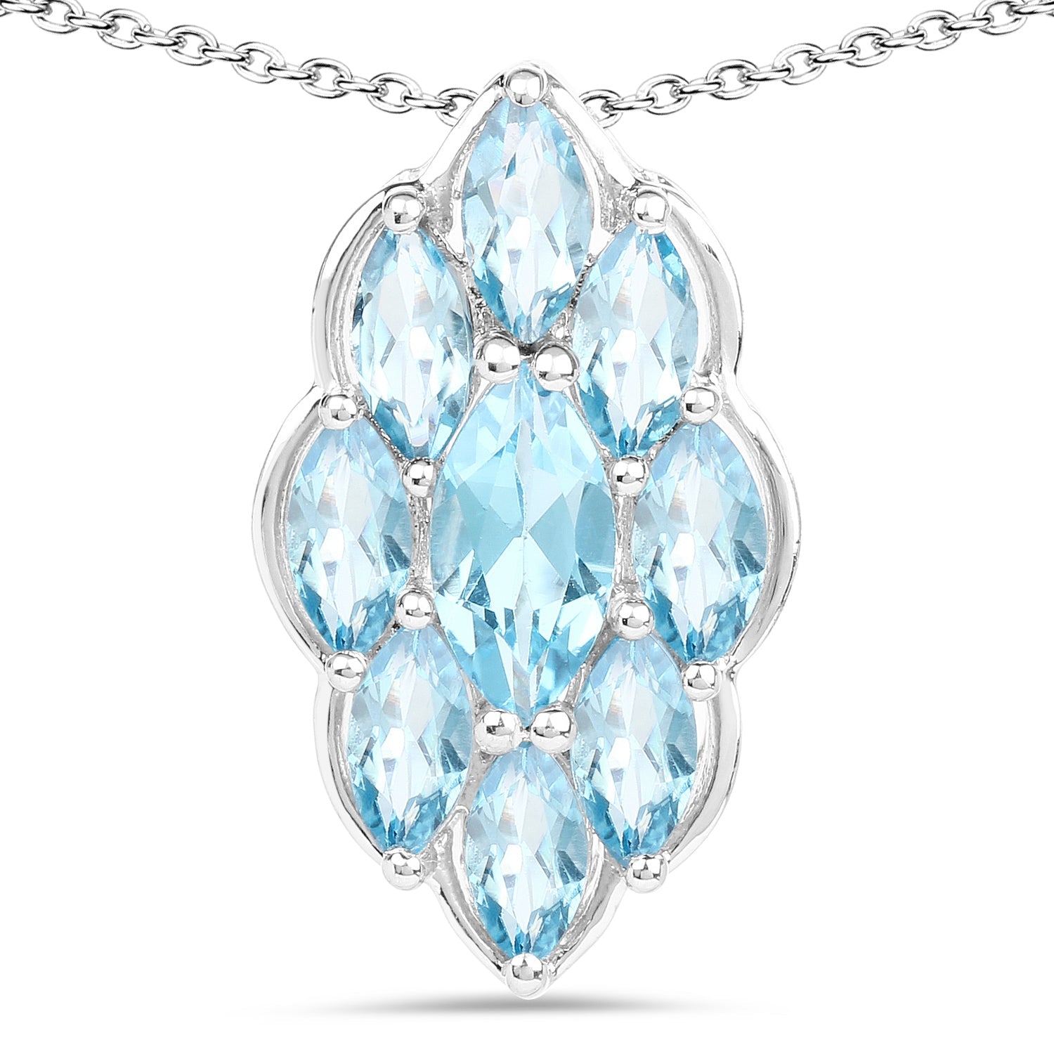 4.77 Carat Genuine Swiss Blue Topaz .925 Sterling Silver Pendant by Bids.com