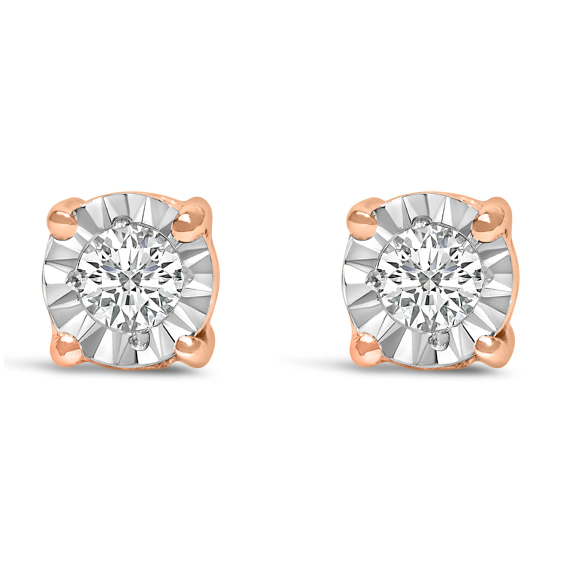 .925 Sterling Silver 1/10 Cttw Round Brilliant-Cut Lab Grown Diamond Miracle-Set Stud Earrings (F-G Color, VS1-VS2 Clarity) by Bids.com