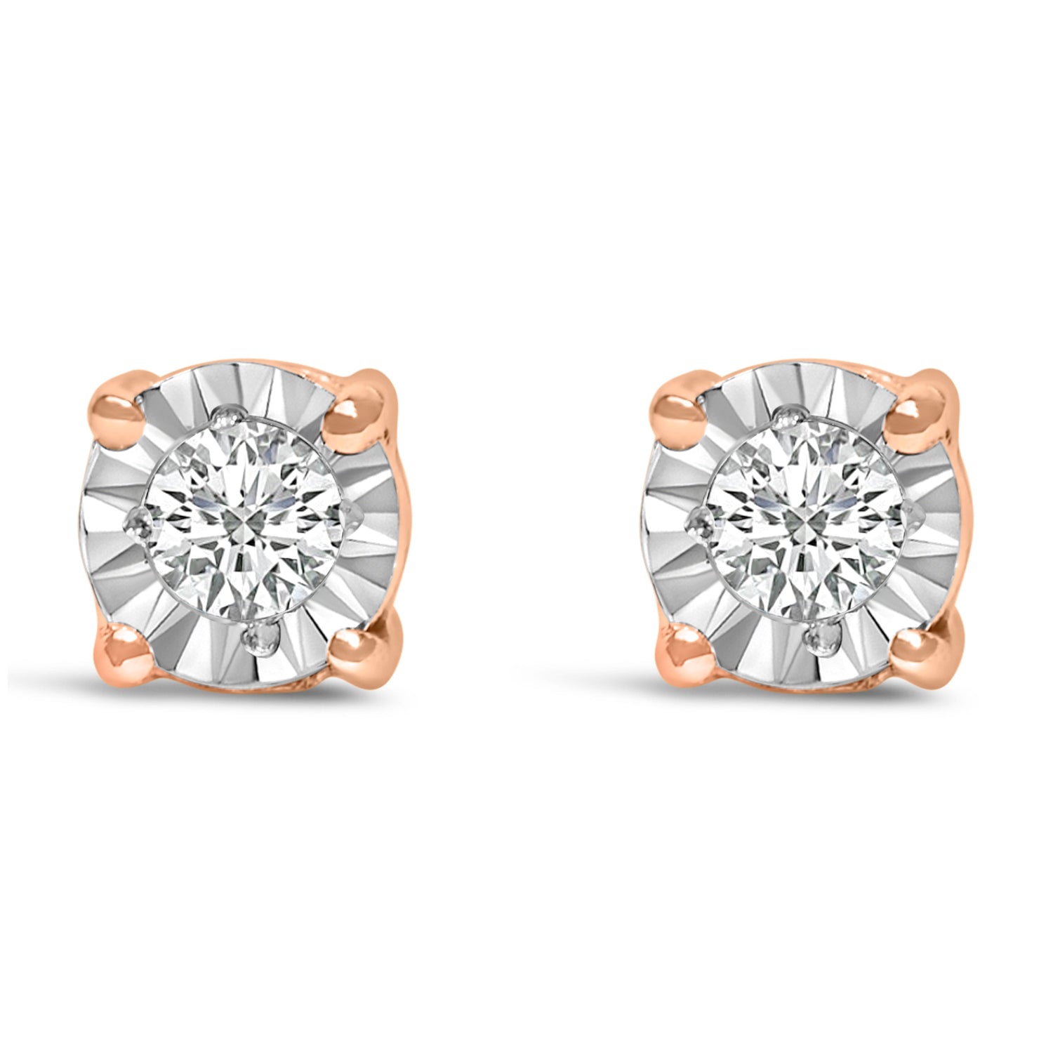 .925 Sterling Silver 1/10 Cttw Round Brilliant-Cut Lab Grown Diamond Miracle-Set Stud Earrings (F-G Color, VS1-VS2 Clarity) by Bids.com