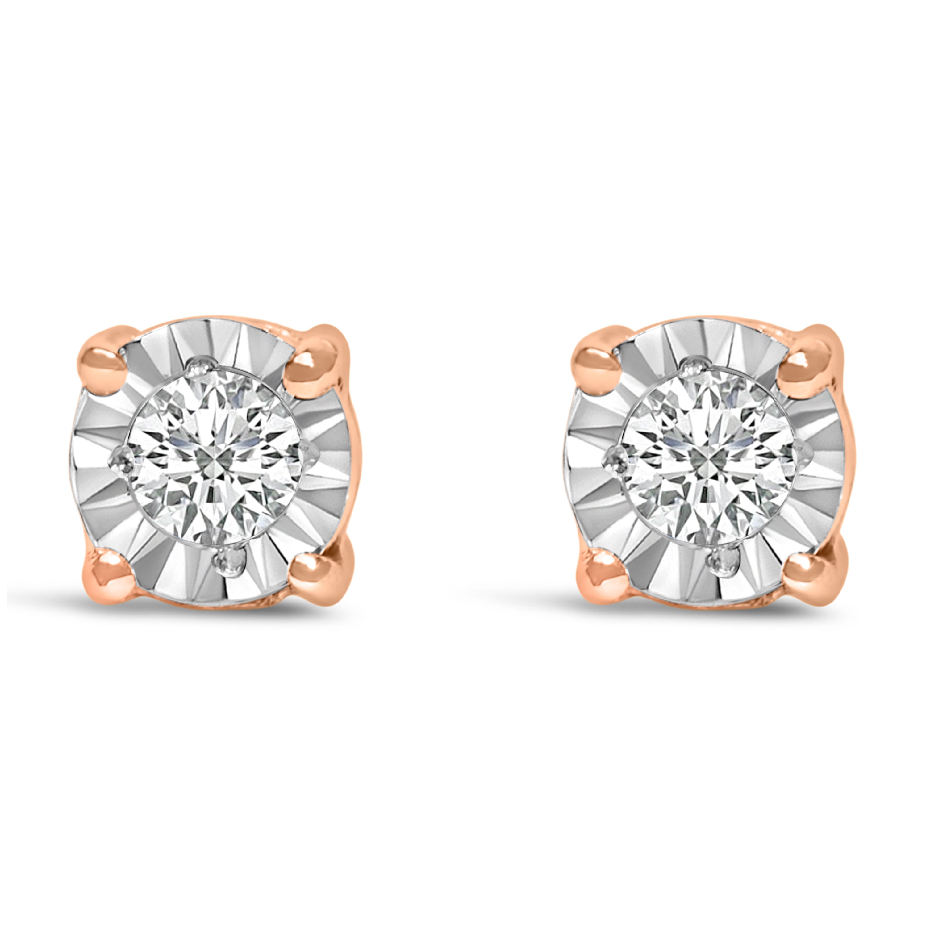 .925 Sterling Silver 1/10 Cttw Round Brilliant-Cut Lab Grown Diamond Miracle-Set Stud Earrings (F-G Color, VS1-VS2 Clarity) by Bids.com