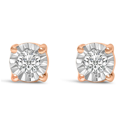 .925 Sterling Silver 1/10 Cttw Round Brilliant-Cut Lab Grown Diamond Miracle-Set Stud Earrings (F-G Color, VS1-VS2 Clarity) by Bids.com