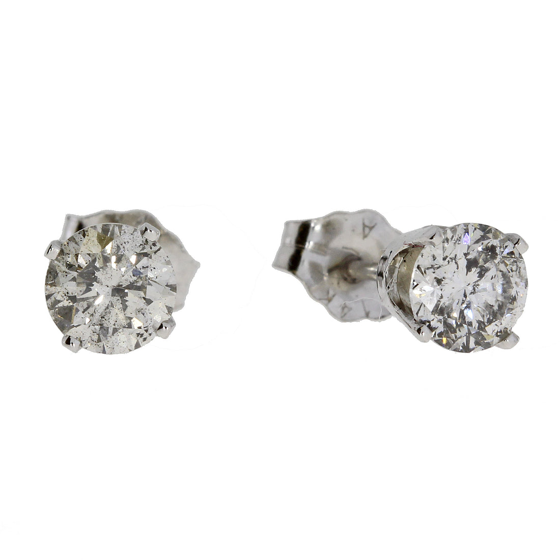Natural 1.00ct Diamond Stud Earrings 14KT White Gold by Bids.com