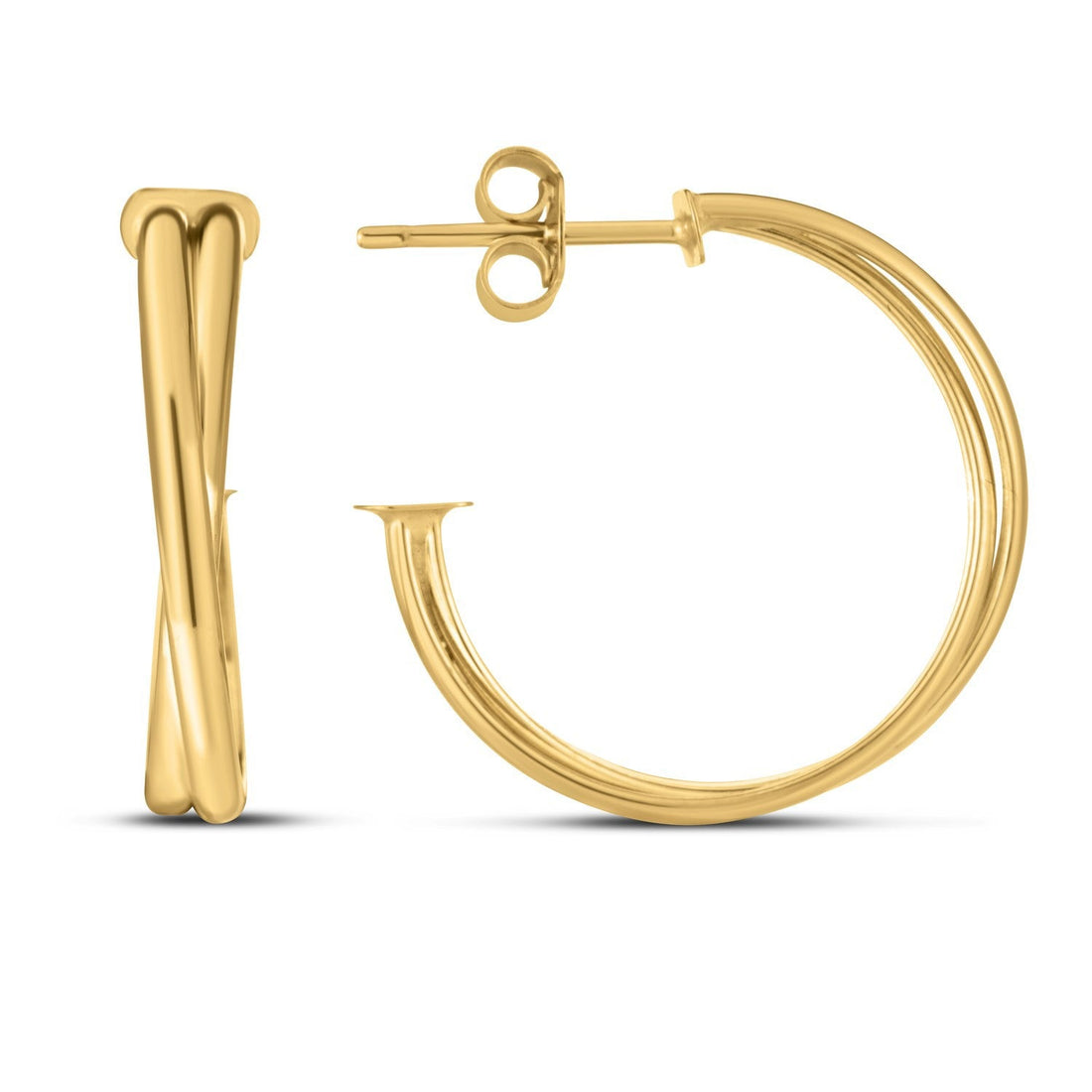 14k Yellow Gold Large Crossover Hoops by Bids.com