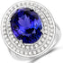 13.78 Carat Genuine Tanzanite and White Diamond 18K White Gold Ring by Bids.com