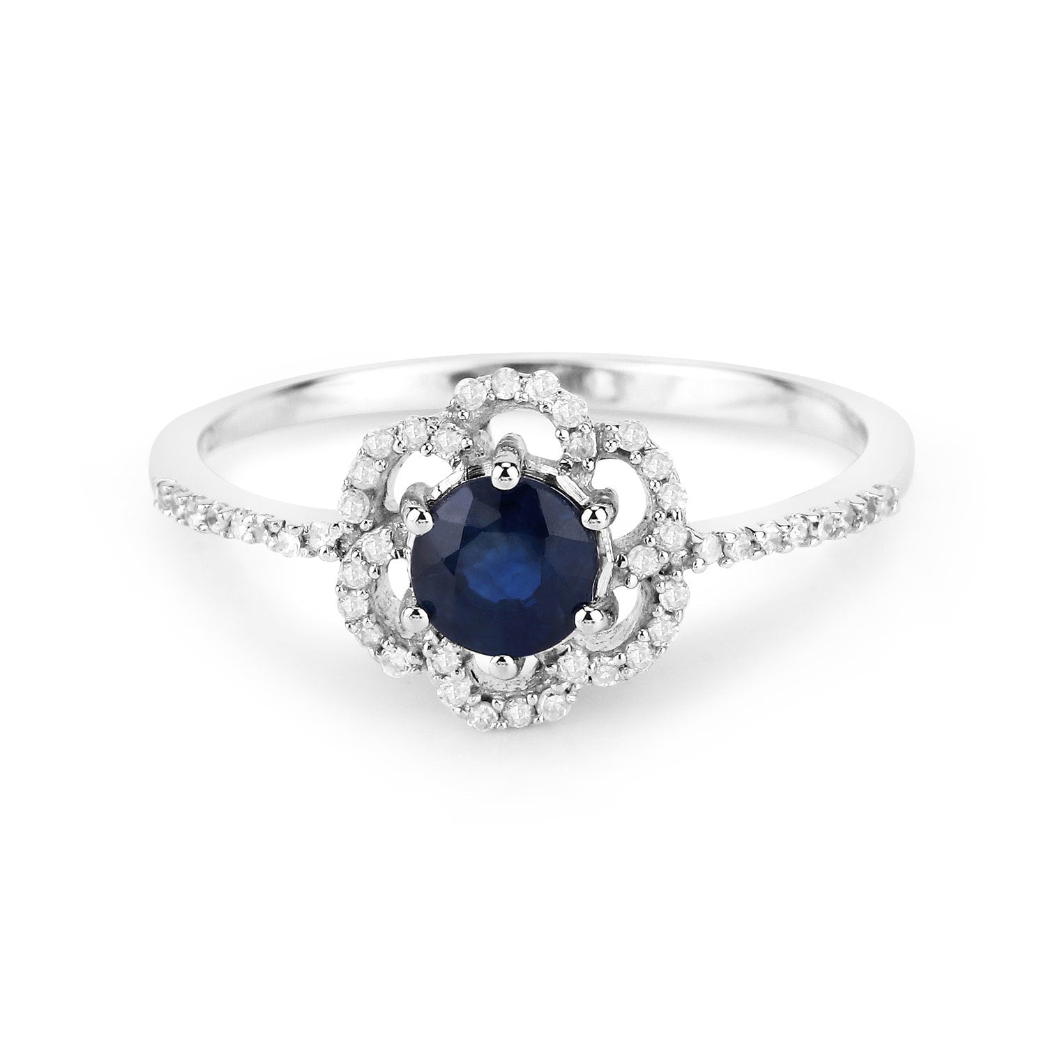 0.78 Carat Genuine Blue Sapphire and White Diamond 14K White Gold Ring by Bids.com