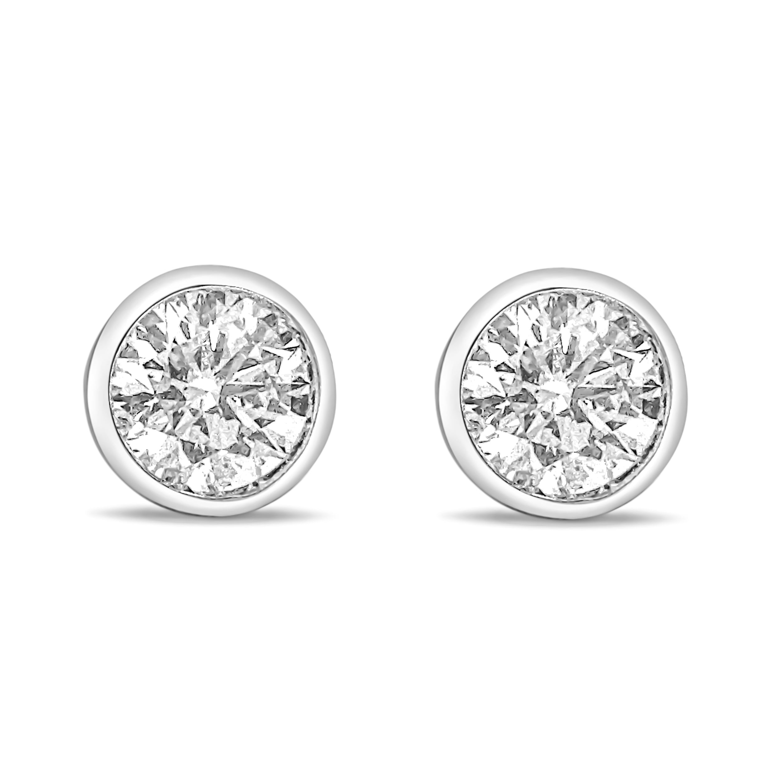14K White Gold 1.0 Cttw Lab Grown Diamond Screw-Back Classic Bezel Solitaire Stud Earrings (G-H Color, VS2-SI1 Clarity) by Bids.com