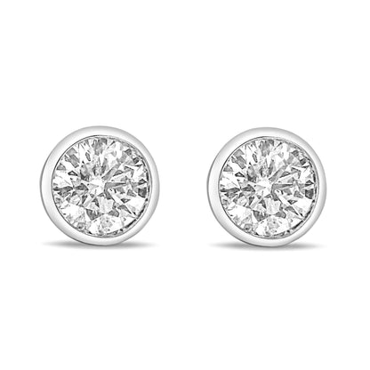 14K White Gold 1.0 Cttw Lab Grown Diamond Screw-Back Classic Bezel Solitaire Stud Earrings (G-H Color, VS2-SI1 Clarity) by Bids.com