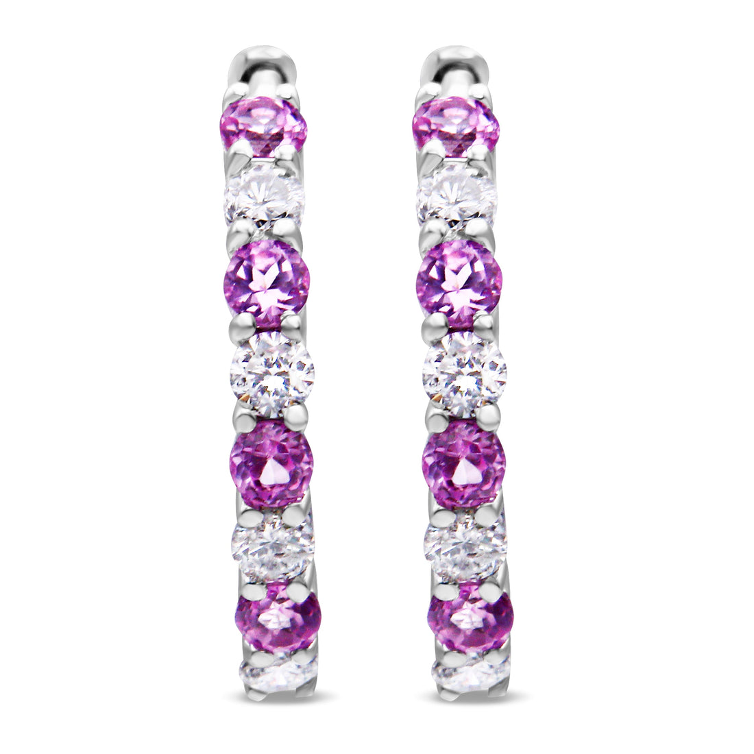 10K White Gold, Â½ Cttw Diamond, &amp; Â½ Cttw Lab-Grown Blue Sapphire Leverback Hoop Earrings (H-I Color, I1-I2 Clarity) by Bids.com
