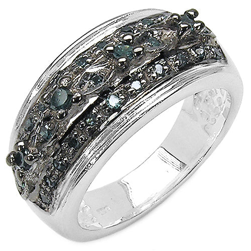 0.27 Carat Genuine Blue Diamond .925 Sterling Silver Ring by Bids.com