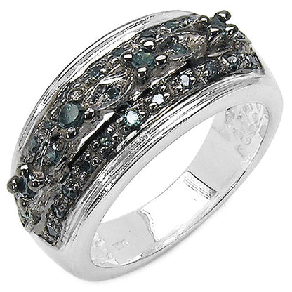 0.27 Carat Genuine Blue Diamond .925 Sterling Silver Ring by Bids.com