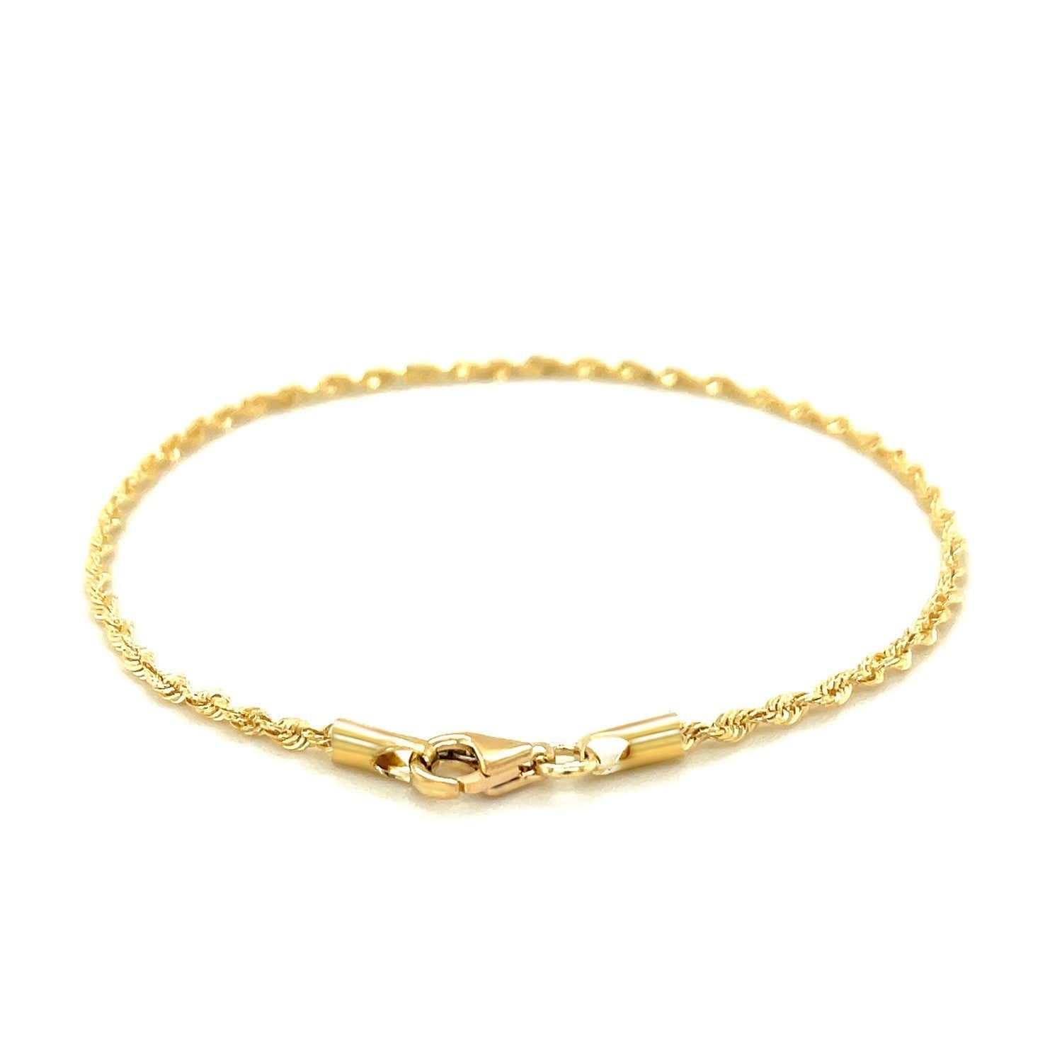 2.0mm 10k Yellow Gold Solid Diamond Cut Rope Bracelet  DestGlow