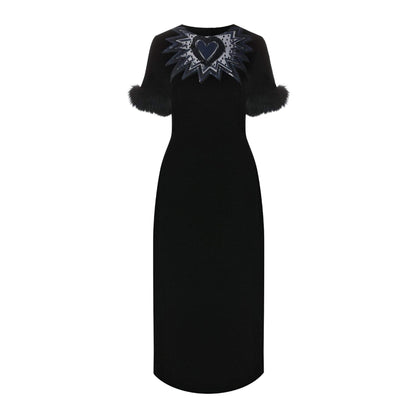 Fendi Fur Trim Velvet Midi Dress Women  DestGlow