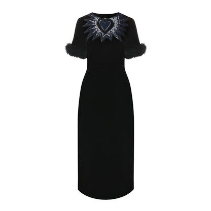 Fendi Fur Trim Velvet Midi Dress Women by Luosophy