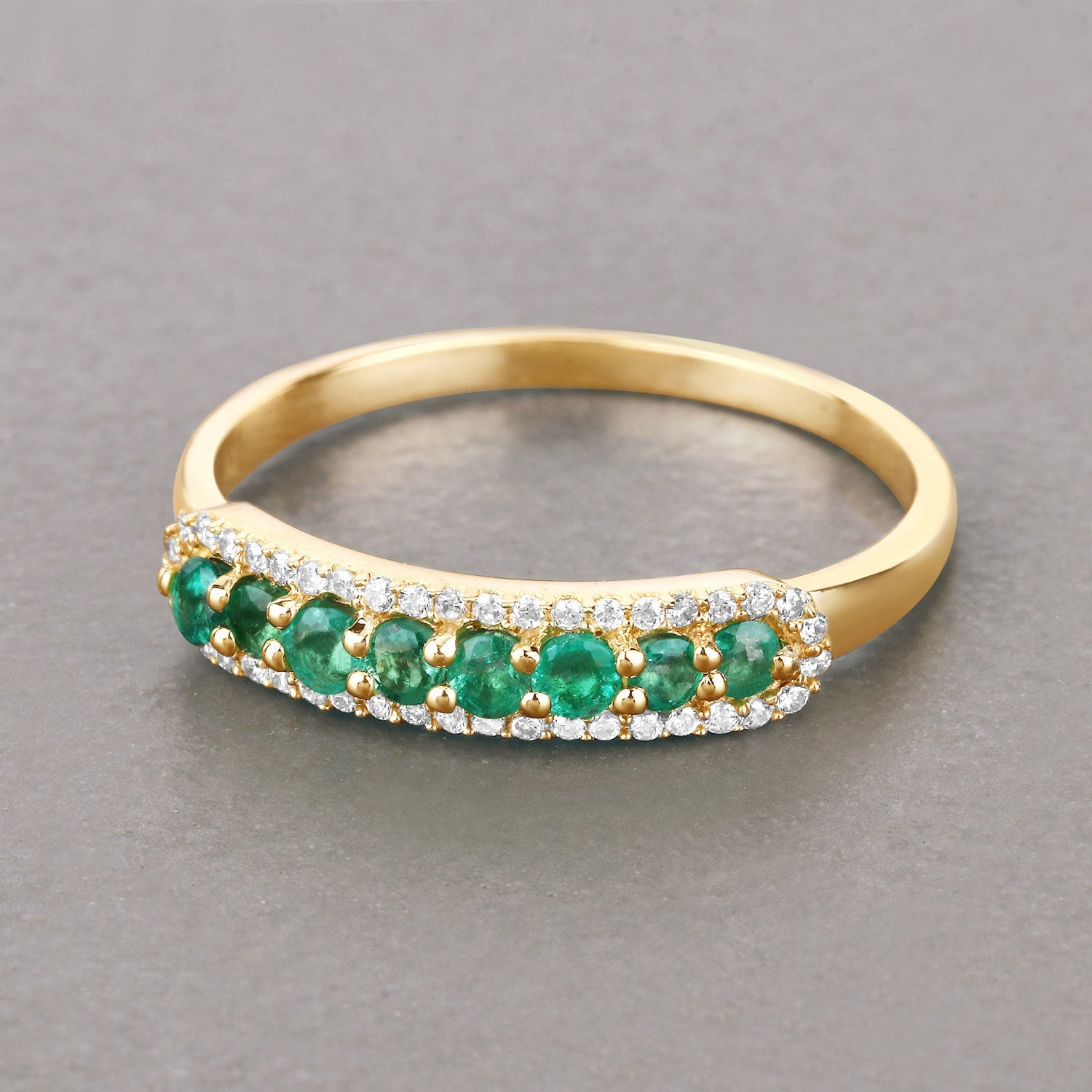 0.35 Carat Genuine Zambian Emerald and White Diamond 14K Yellow Gold Ring by Bids.com