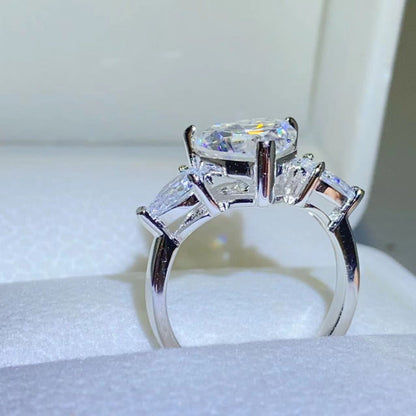 3 Carat Heart-Shaped Sparkala™ Pure Sterling Silver Ring With Sidestones - DestGlow