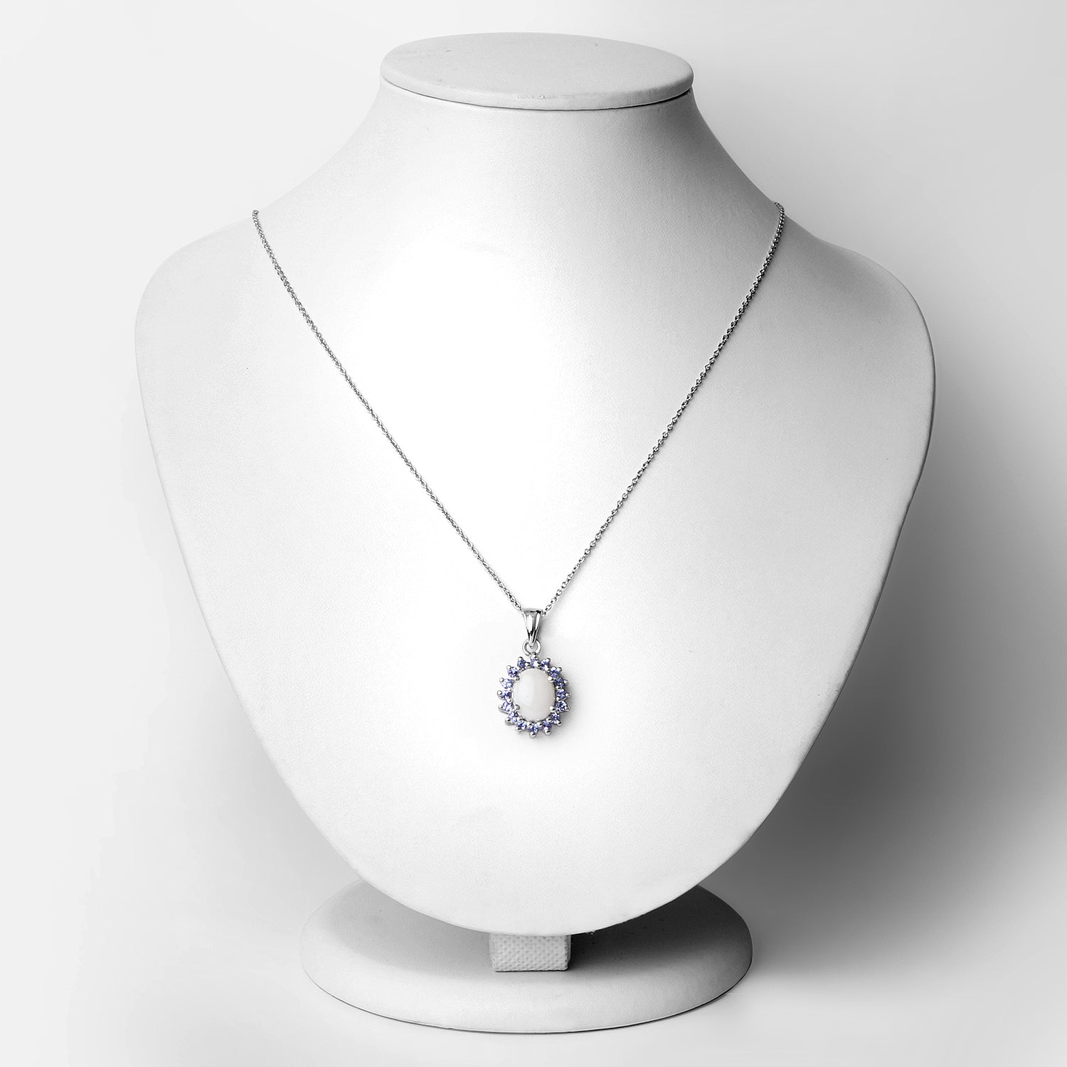 2.26 Carat Genuine Opal and Tanzanite .925 Sterling Silver Pendant  DestGlow