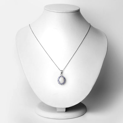 2.26 Carat Genuine Opal and Tanzanite .925 Sterling Silver Pendant  DestGlow