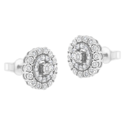 10KT White Gold 1/2 cttw Double Halo Brilliant Round-Cut Diamond Stud Earrings (I-J Clarity, I2-I3 Color) by Bids.com