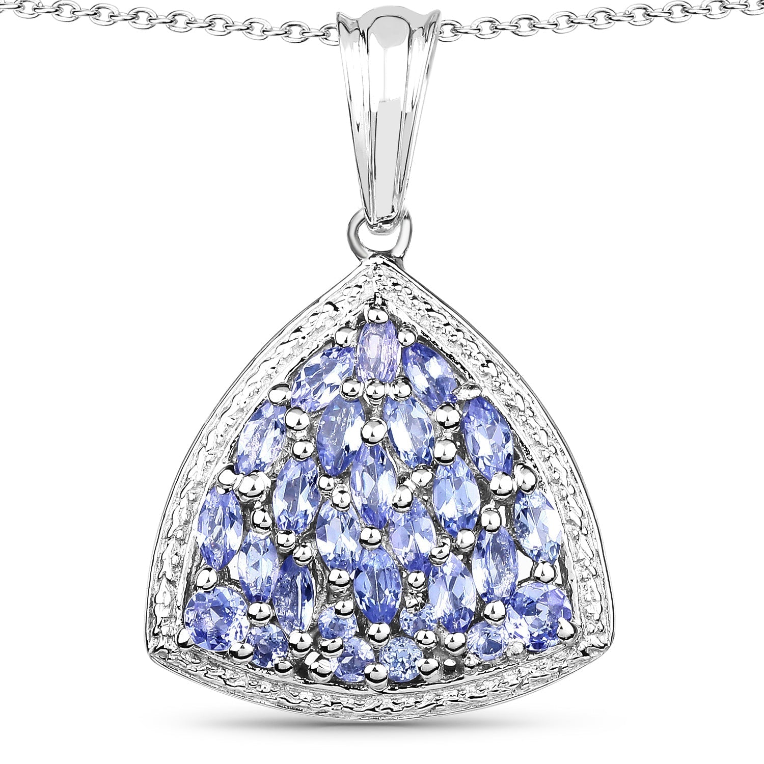 1.96 Carat Genuine Tanzanite .925 Sterling Silver Pendant  DestGlow