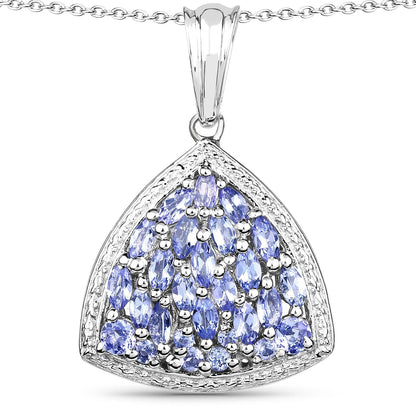 1.96 Carat Genuine Tanzanite .925 Sterling Silver Pendant  DestGlow