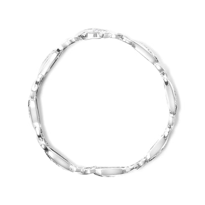 .925 Sterling Silver 1 3/4 Cttw Diamond Wave and X Link Tennis Bracelet (I-J Color, I3 Clarity) - 7" by Bids.com