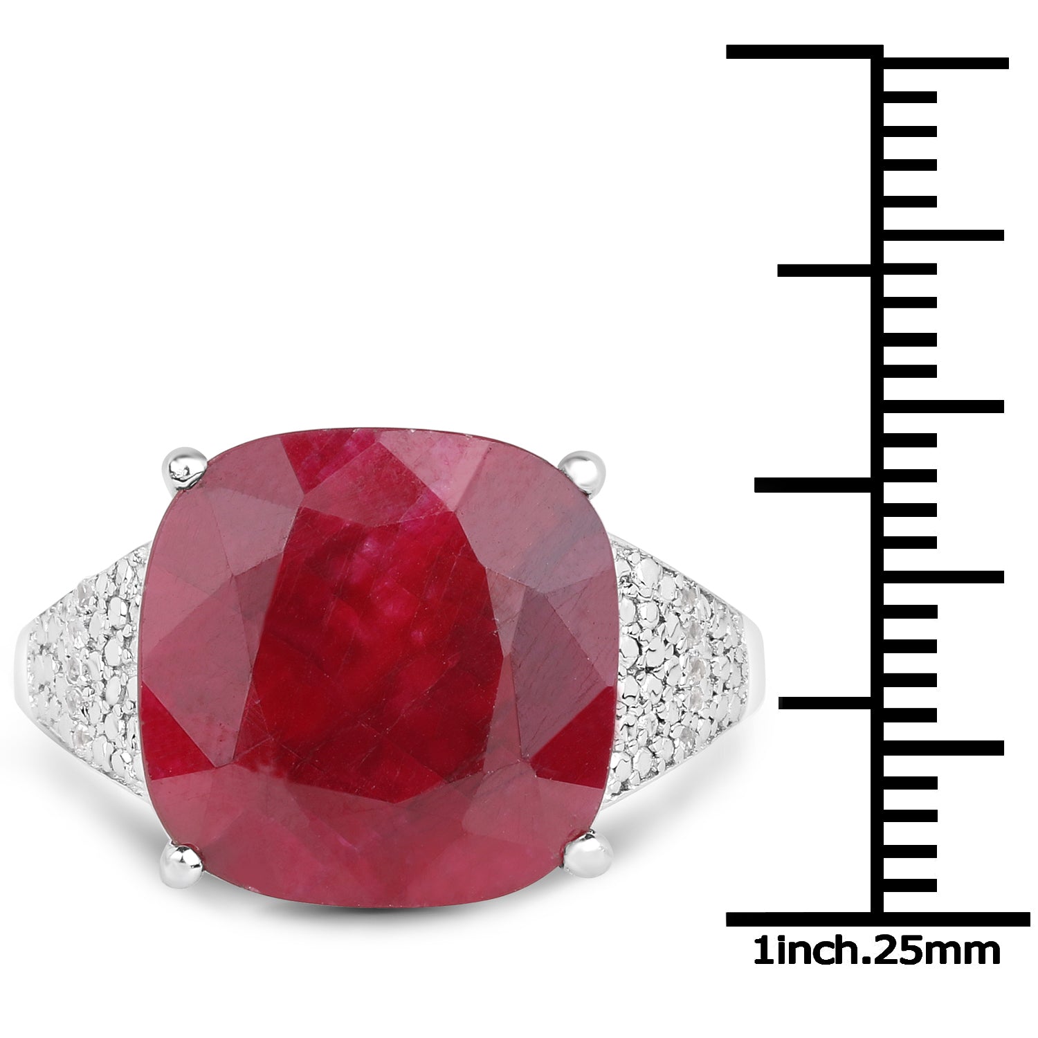 14.47 Carat Dyed Ruby and White Topaz .925 Sterling Silver Ring by Bids.com