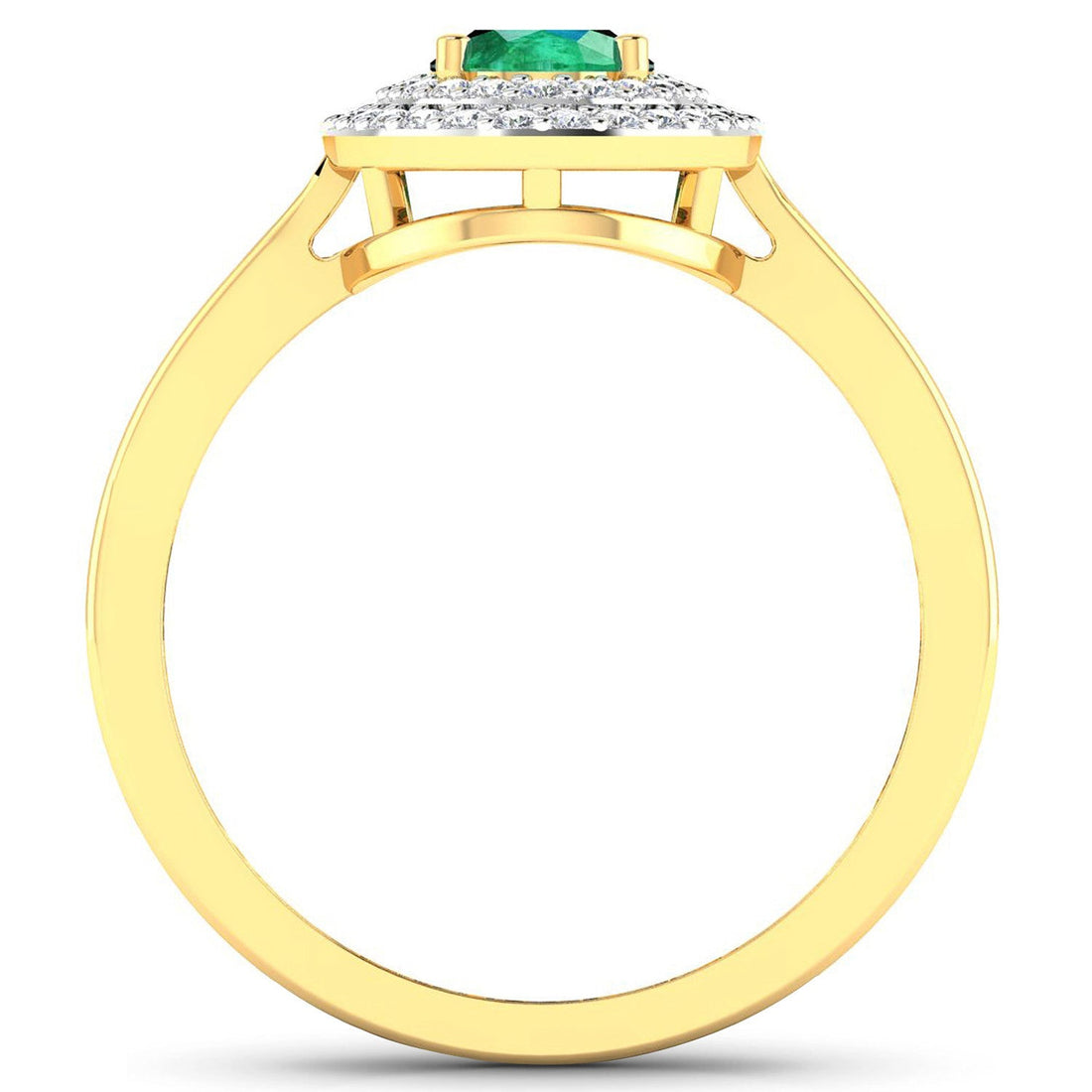 0.88 Carat Genuine Zambian Emerald and White Diamond 14K Yellow Gold Ring by Bids.com
