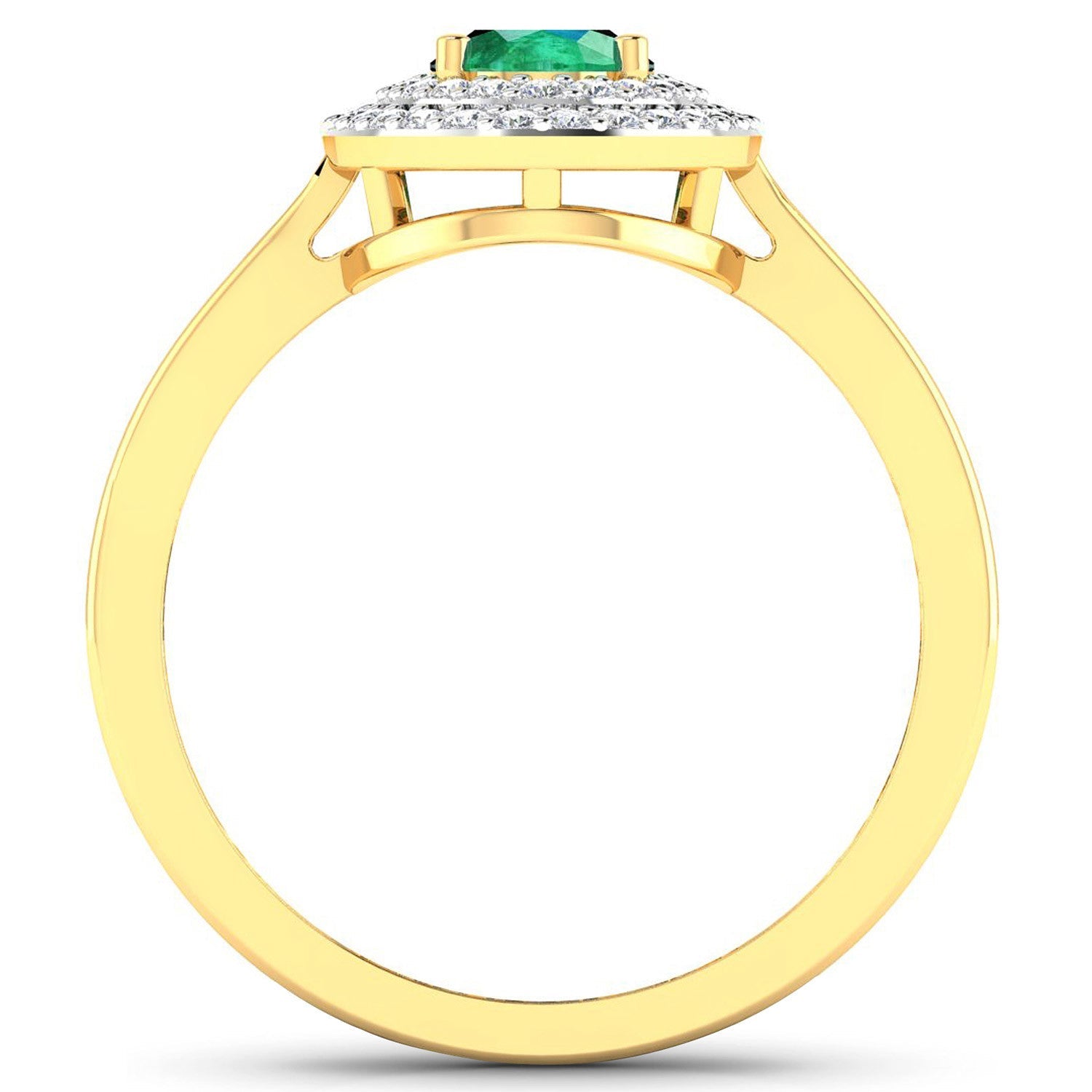 0.88 Carat Genuine Zambian Emerald and White Diamond 14K Yellow Gold Ring by Bids.com