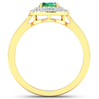 0.88 Carat Genuine Zambian Emerald and White Diamond 14K Yellow Gold Ring by Bids.com