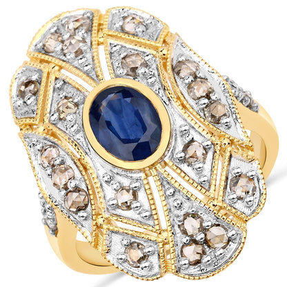 1.84 Carat Genuine Blue Sapphire and Diamond .925 Sterling Silver Ring by Bids.com