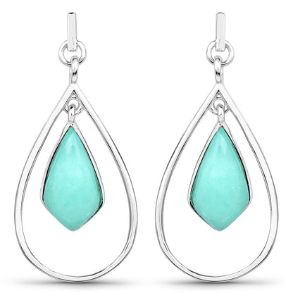 8.80 Carat Genuine Crysopharse .925 Sterling Silver Earrings  DestGlow