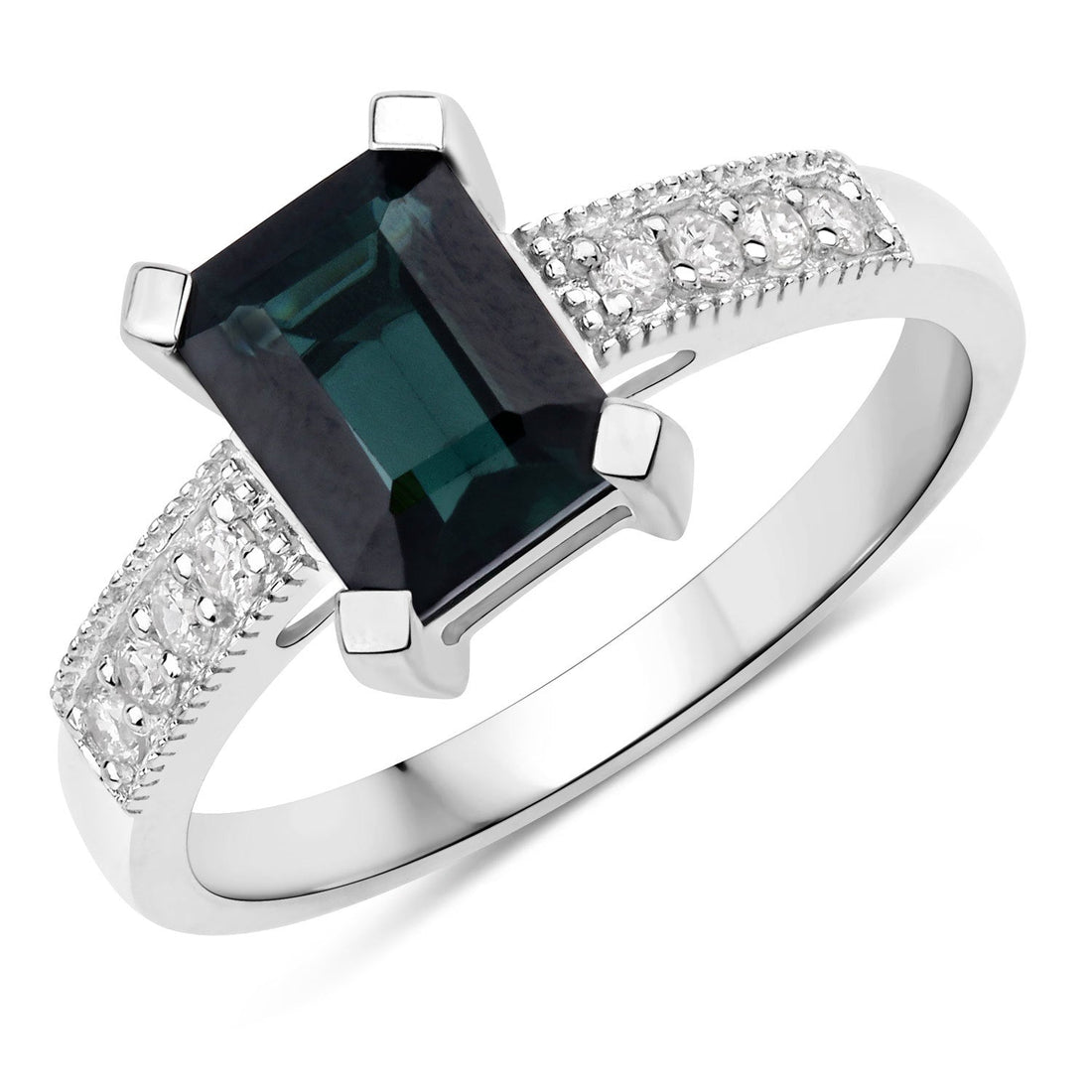 1.91 Carat Genuine Green Tourmaline and White Diamond 14K White Gold Ring by Bids.com
