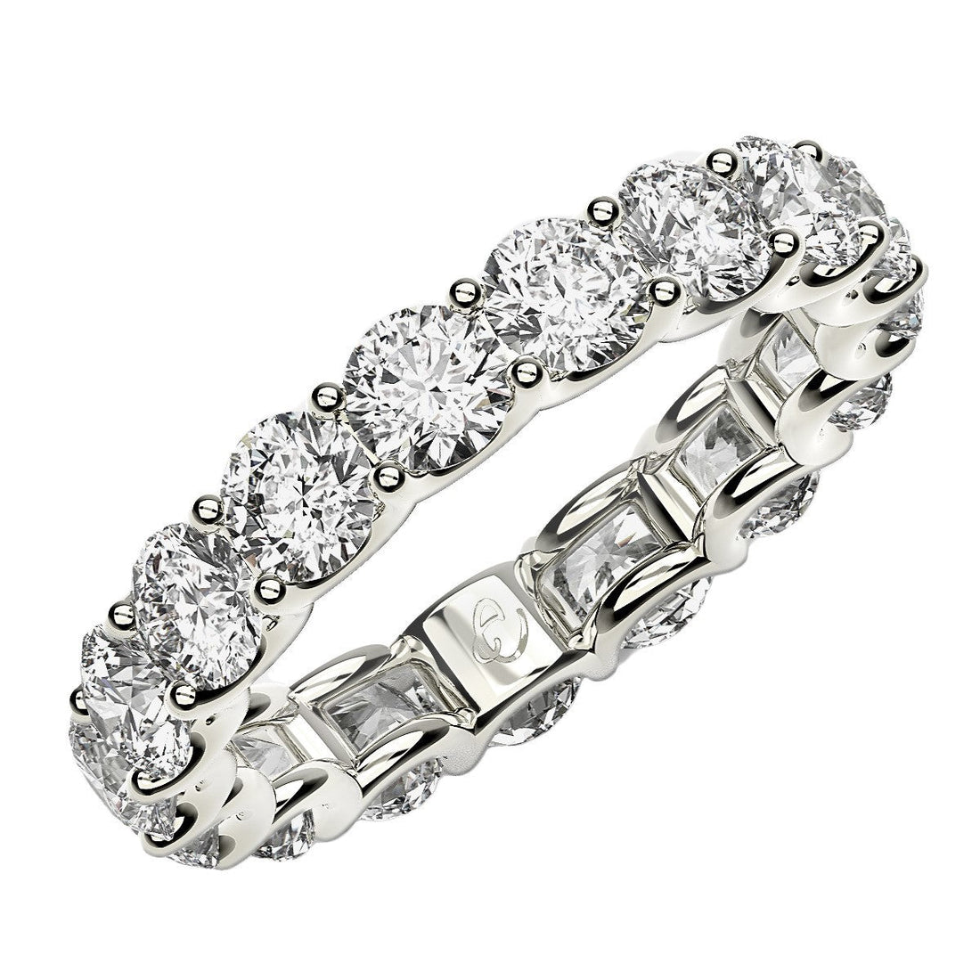 Round Cut Lab Grown Diamond Eternity Ring in 14k White Gold (3 cttw FG/VS2)  DestGlow