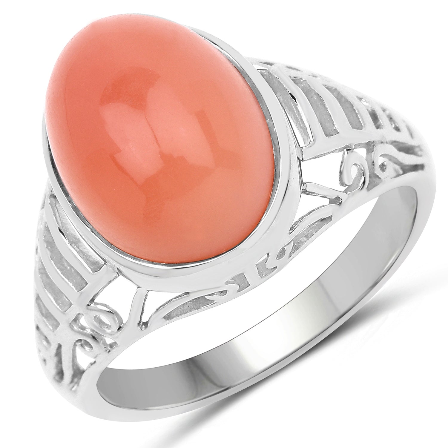 6.00 Carat Genuine Peach Moonstone .925 Sterling Silver Ring by Bids.com