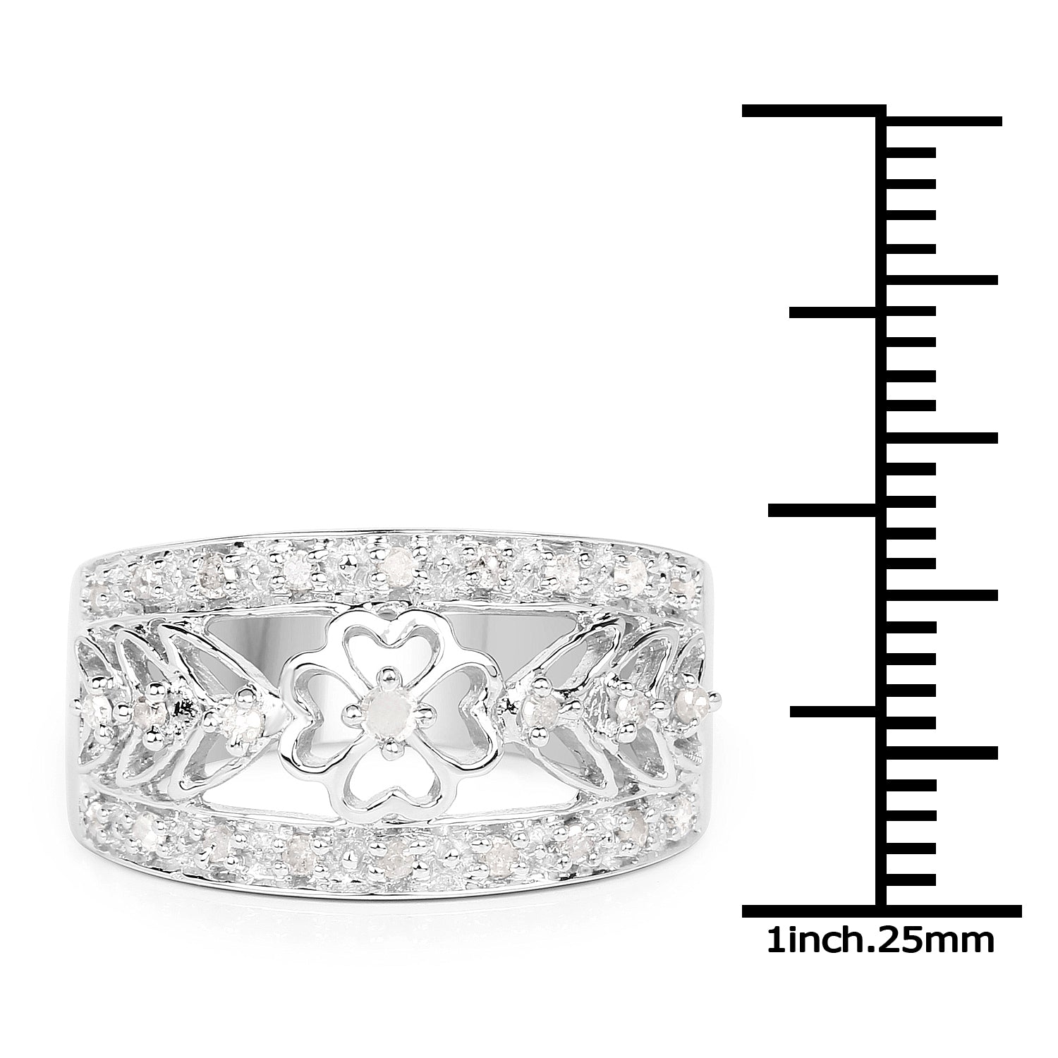 0.31 Carat Genuine White Diamond .925 Sterling Silver Ring by Bids.com