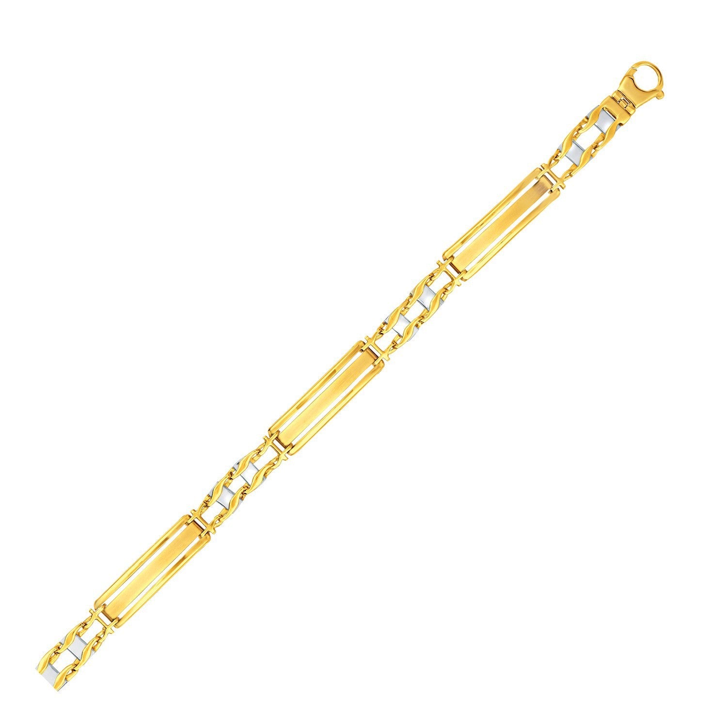 14k Two-Tone Gold Fancy Bar Style Men&