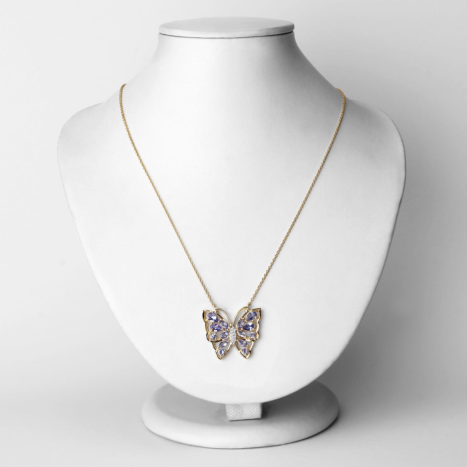 2.76 Carat Genuine Tanzanite and White Zircon .925 Sterling Silver Necklace by Bids.com