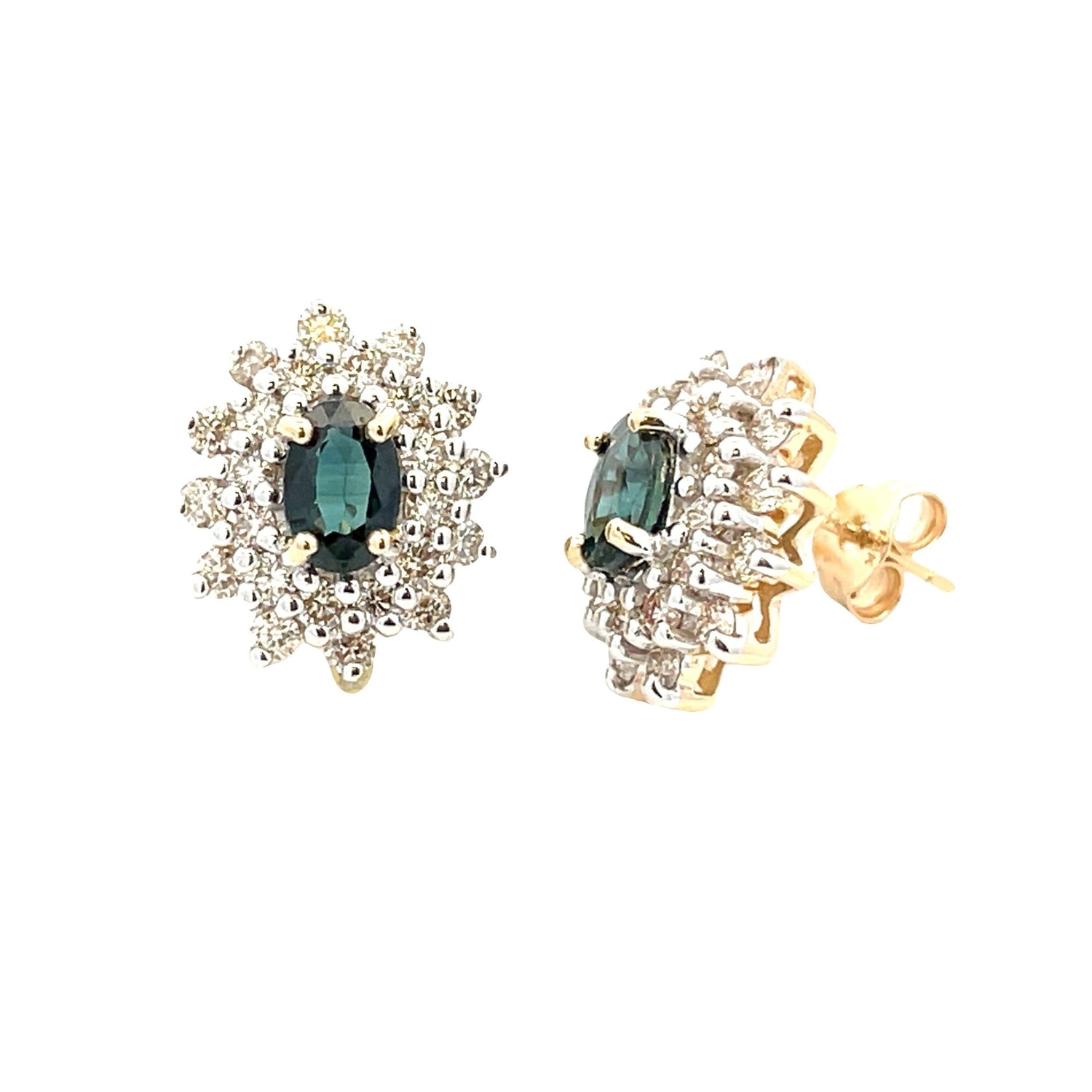 2.30ct Sapphire Diamond Earrings 14KT Yellow Gold by Bids.com
