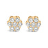 14K Yellow Gold 3/4 Cttw 7 Stone Floral Cluster Round Brilliant Cut Diamond Stud Earrings with Screw Backs (I-J Color, SI2-I1 Clarity) by Bids.com