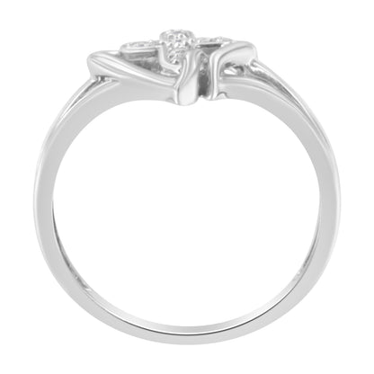 10K White Gold Diamond-Accented Cross &amp; Open Heart Promise Fashion Ring (H-I Color, I1-I2 Clarity) - Size 7 by Bids.com