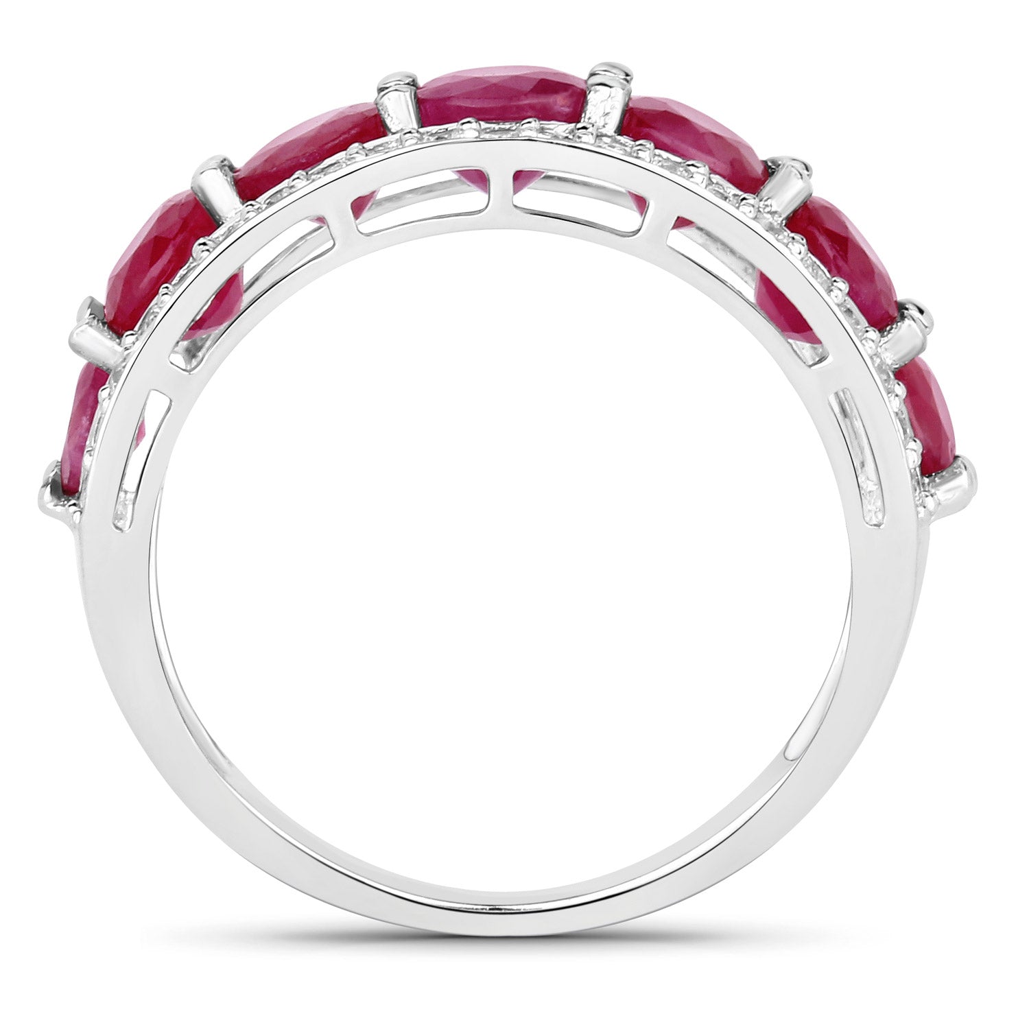 3.24 Carat Genuine Ruby and White Diamond 14K White Gold Ring by Bids.com