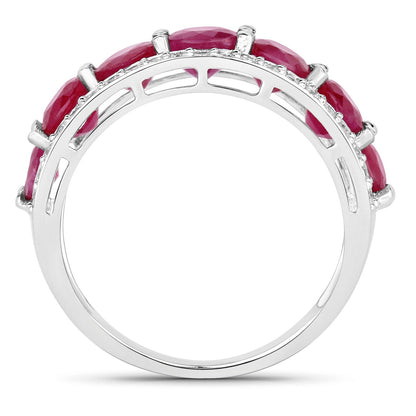 3.24 Carat Genuine Ruby and White Diamond 14K White Gold Ring by Bids.com