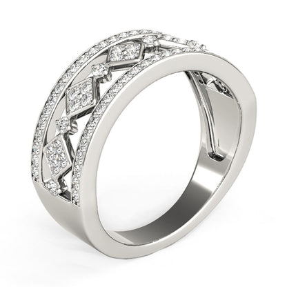 Diamond Studded Square Motif Ring in 14k White Gold (1/2 cttw) by Bids.com