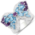 3.56 Carat Genuine Swiss Blue Topaz and Amethyst .925 Sterling Silver Ring  DestGlow