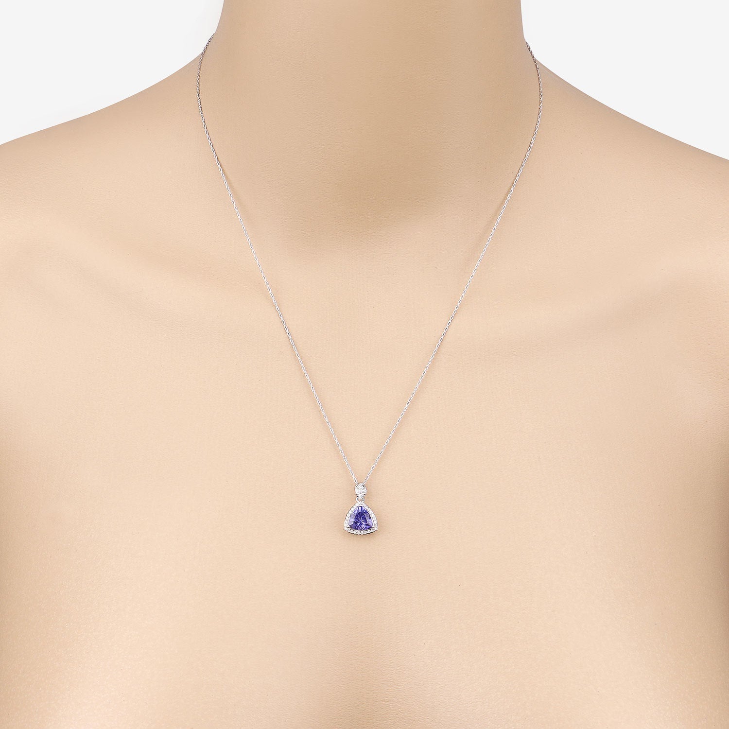 1.71 Carat Genuine Tanzanite and White Diamond 14K White Gold Pendant by Bids.com