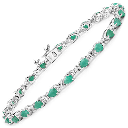 3.08 Carat Genuine Emerald .925 Sterling Silver Bracelet  DestGlow