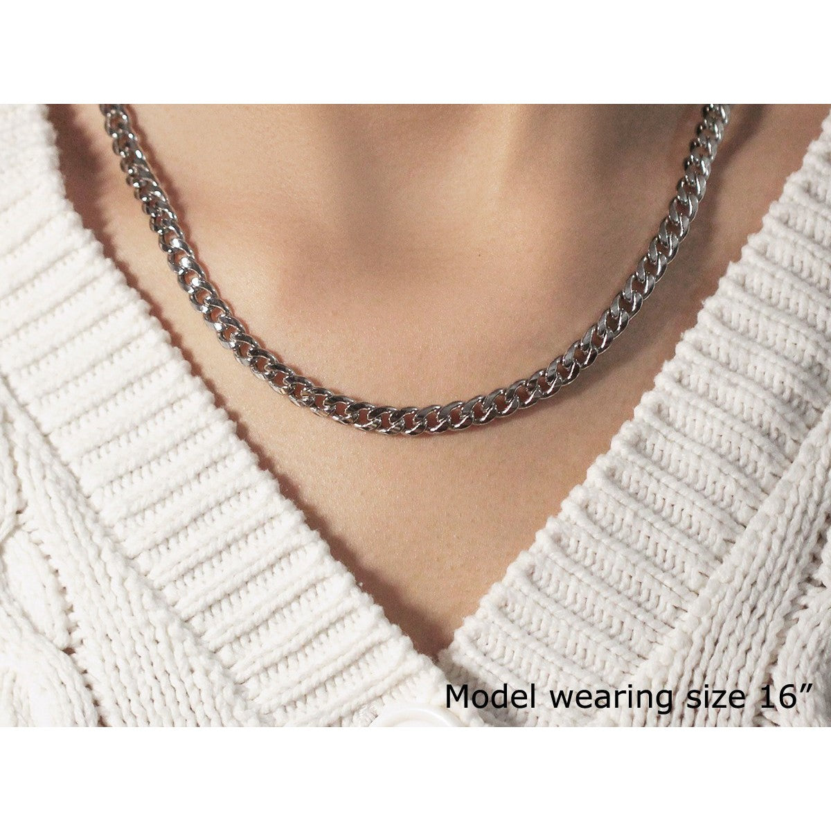 5.5mm 14k White Gold Miami Cuban Semi Solid Chain by Bids.com