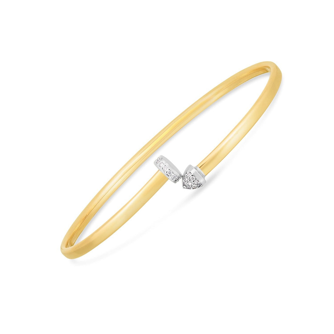14k Two Tone Gold Diamond Hardware Bangle (3.00 mm)  DestGlow