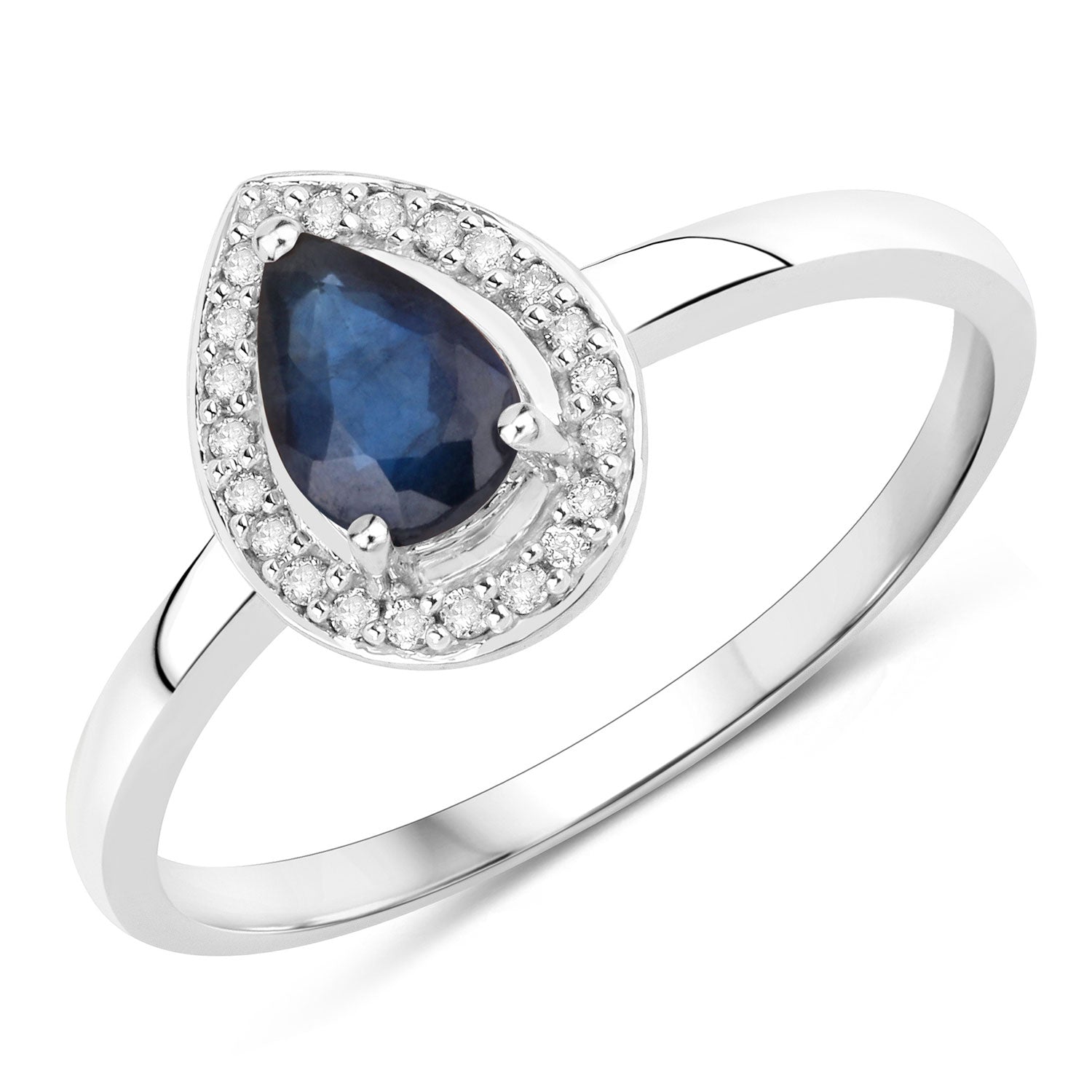 0.48 Carat Genuine Blue Sapphire and White Diamond 14K White Gold Ring by Bids.com