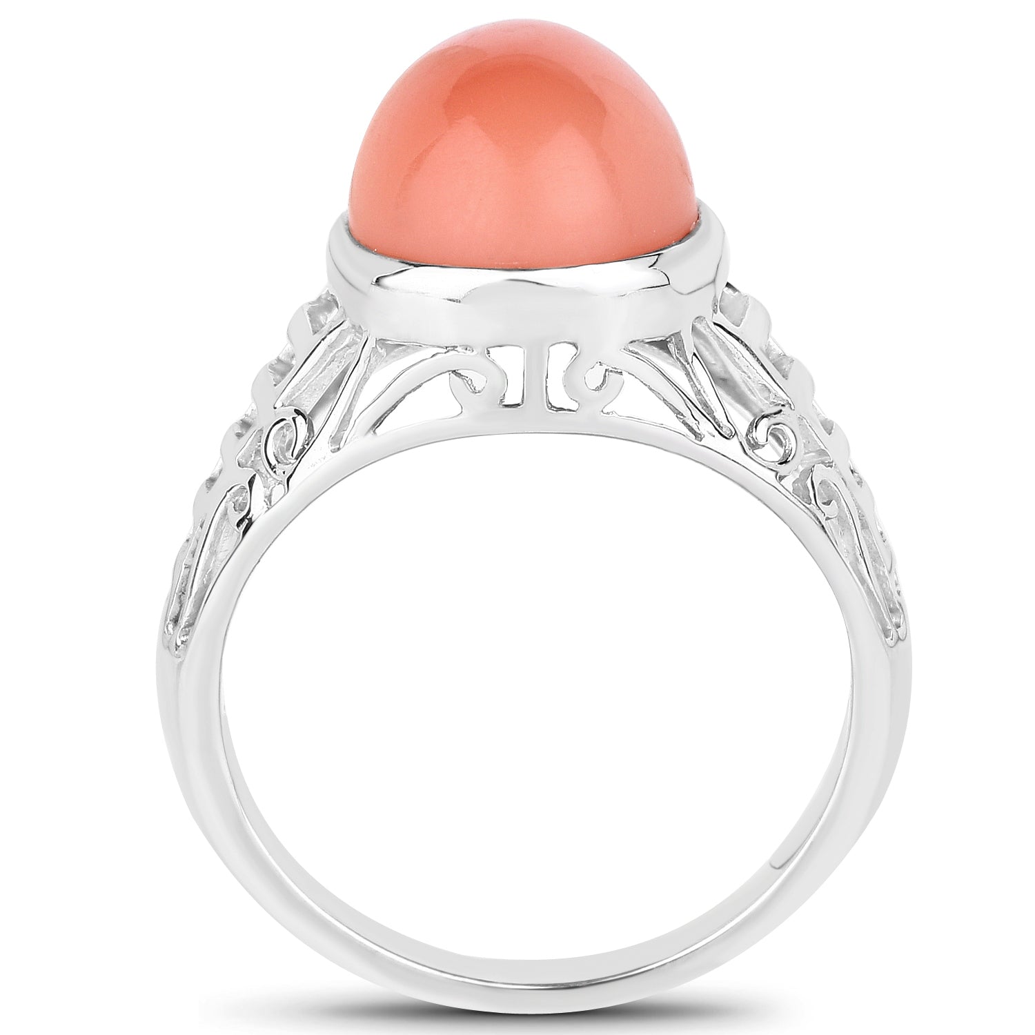 6.00 Carat Genuine Peach Moonstone .925 Sterling Silver Ring by Bids.com